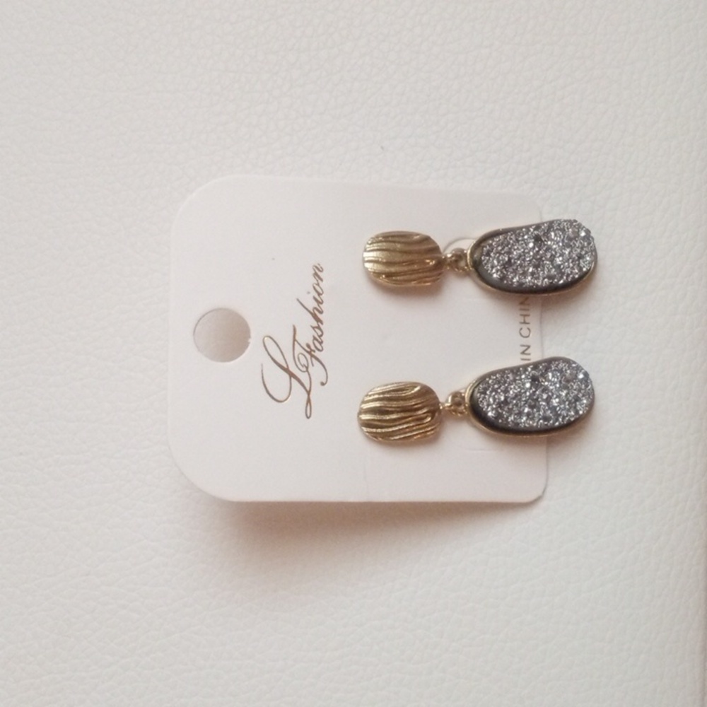 Gold and Sparkly Silver Textured Earrings